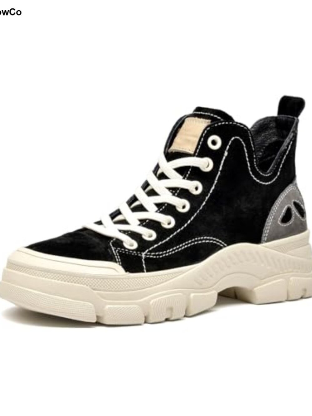 Women's Retro High Top Platform Sneakers with Pig Suede Leather Non-Slip Casual